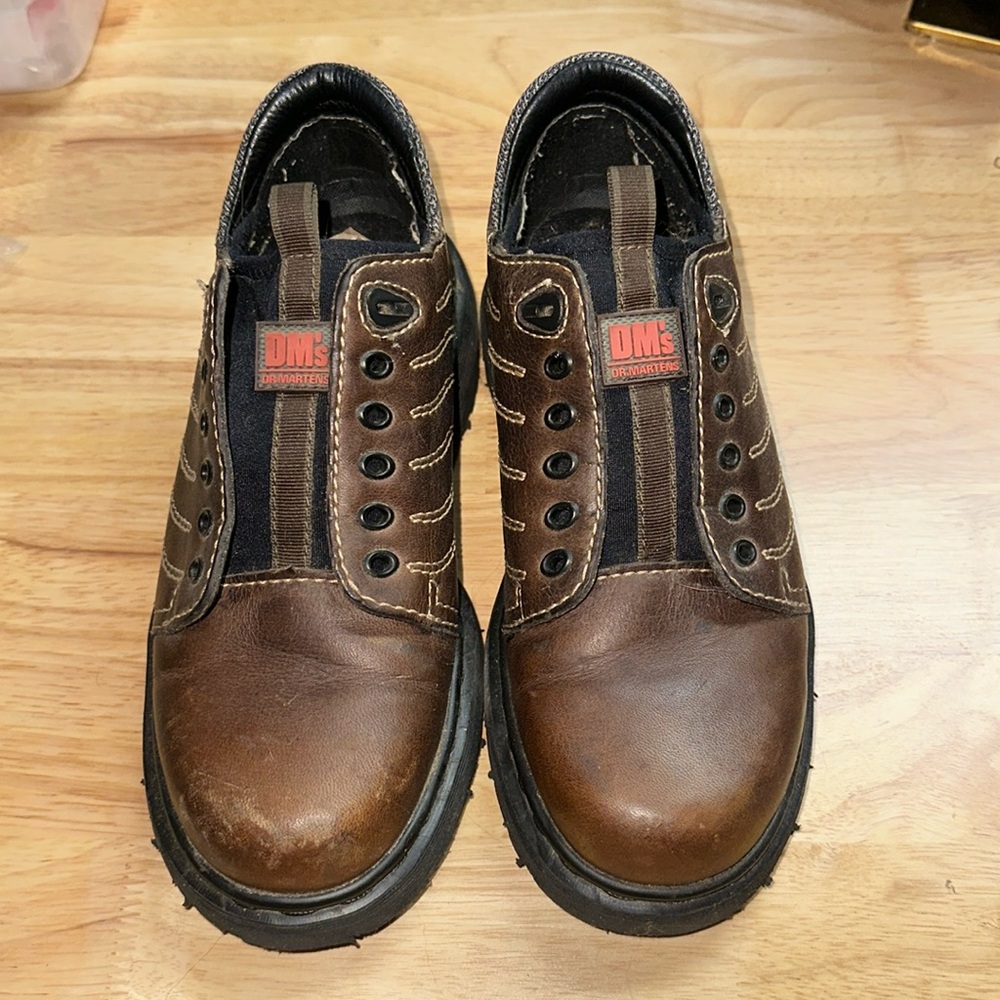 Dr. Martens Youth Size 4‎ Brown Leather Casual Slip-On Shoes Doc Martens Pre-Own